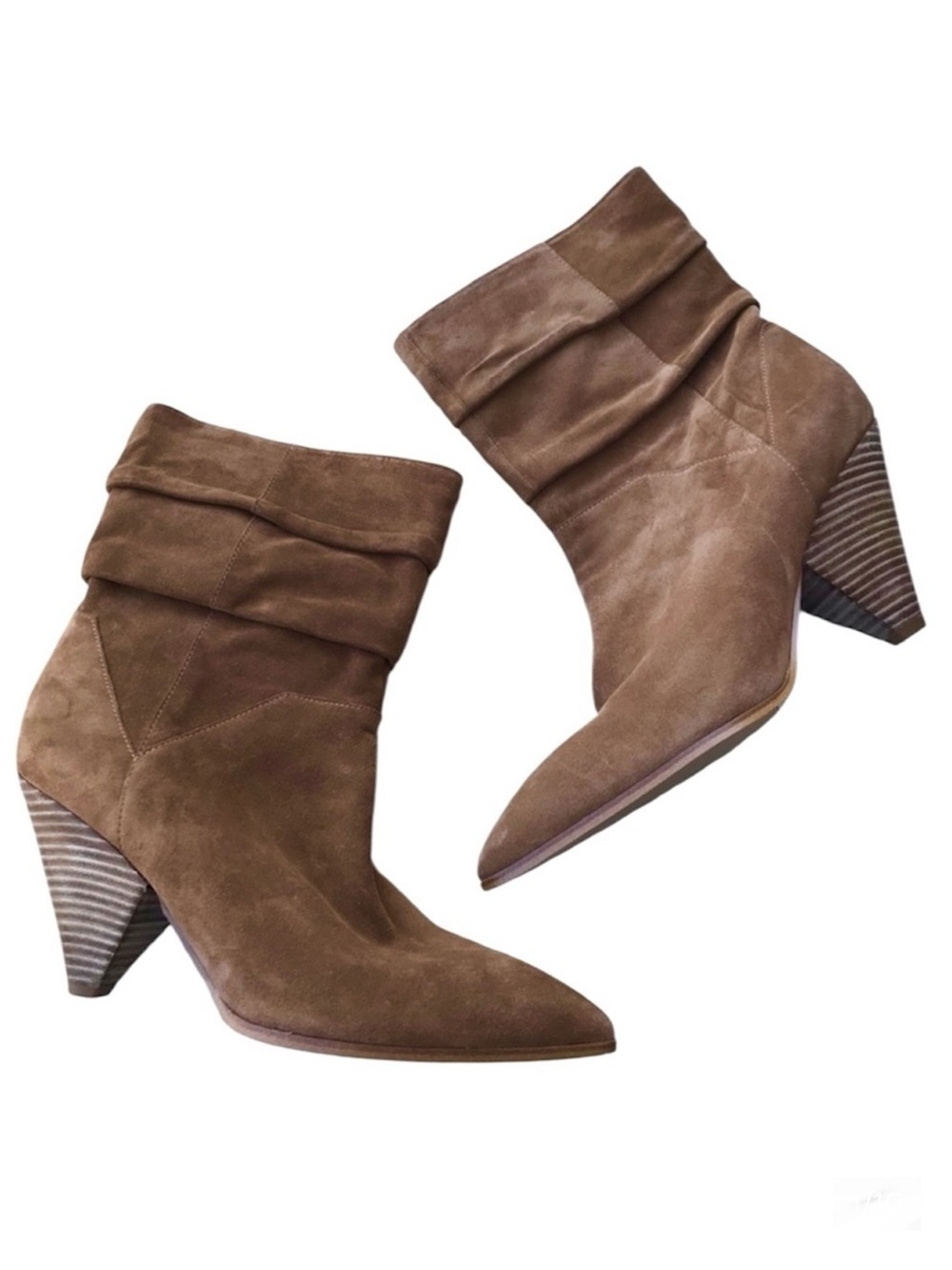FRANCO SARTO Neve Suede Boho Bootie Brown Tan With Cone Heel Size 10